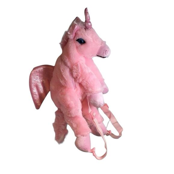 Funzone Unicorn Backpack Pegasus Pink Stuffed Plush 19” Sparkly Bag Glitter NWT - Picture 2 of 7